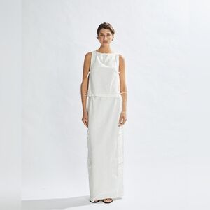 One Mile Evie Off White Cotton Cargo Maxi Skirt In 4 NWT